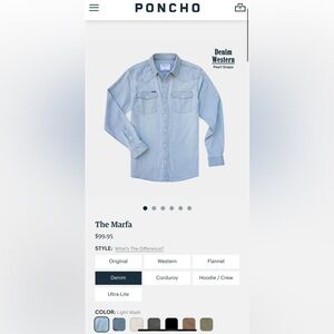 Poncho “The Marfa” Denim Western Pearl Snap